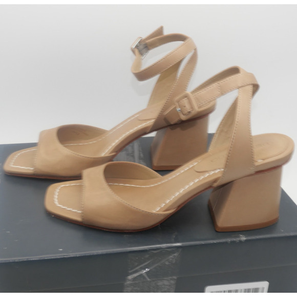 NEW Bernardo Nyack Women's 7.5 Brown Leather Ankle Strap Heeled Sandals Birch - Picture 1 of 10